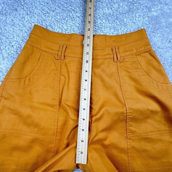 Jonathan Simkhai Winn High Waisted Linen Blend Shorts Mandarin Orange - Picture 6 of 11